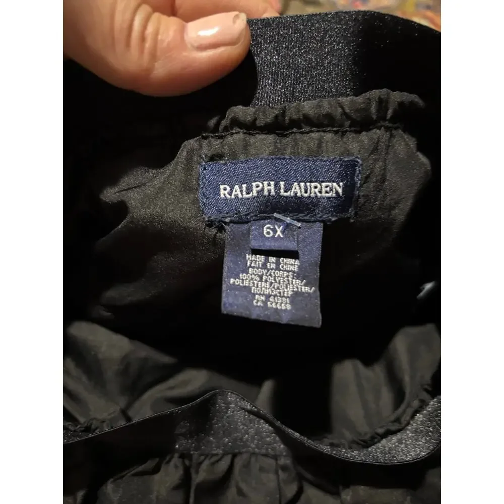 Ralph Lauren blue label 6x black elastic waist multi tier ruffle skirt black euc